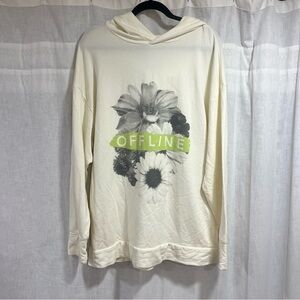 Aerie Offline Fleece Oversized Hoodie Cream Floral